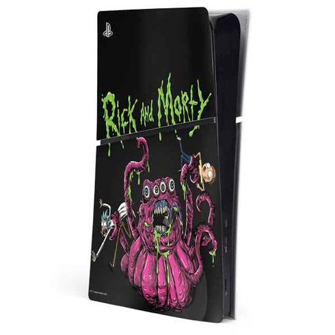 Adult Swim Rick and Morty Tentacle Attack PS5 Slim Digital Edition Console Skin
